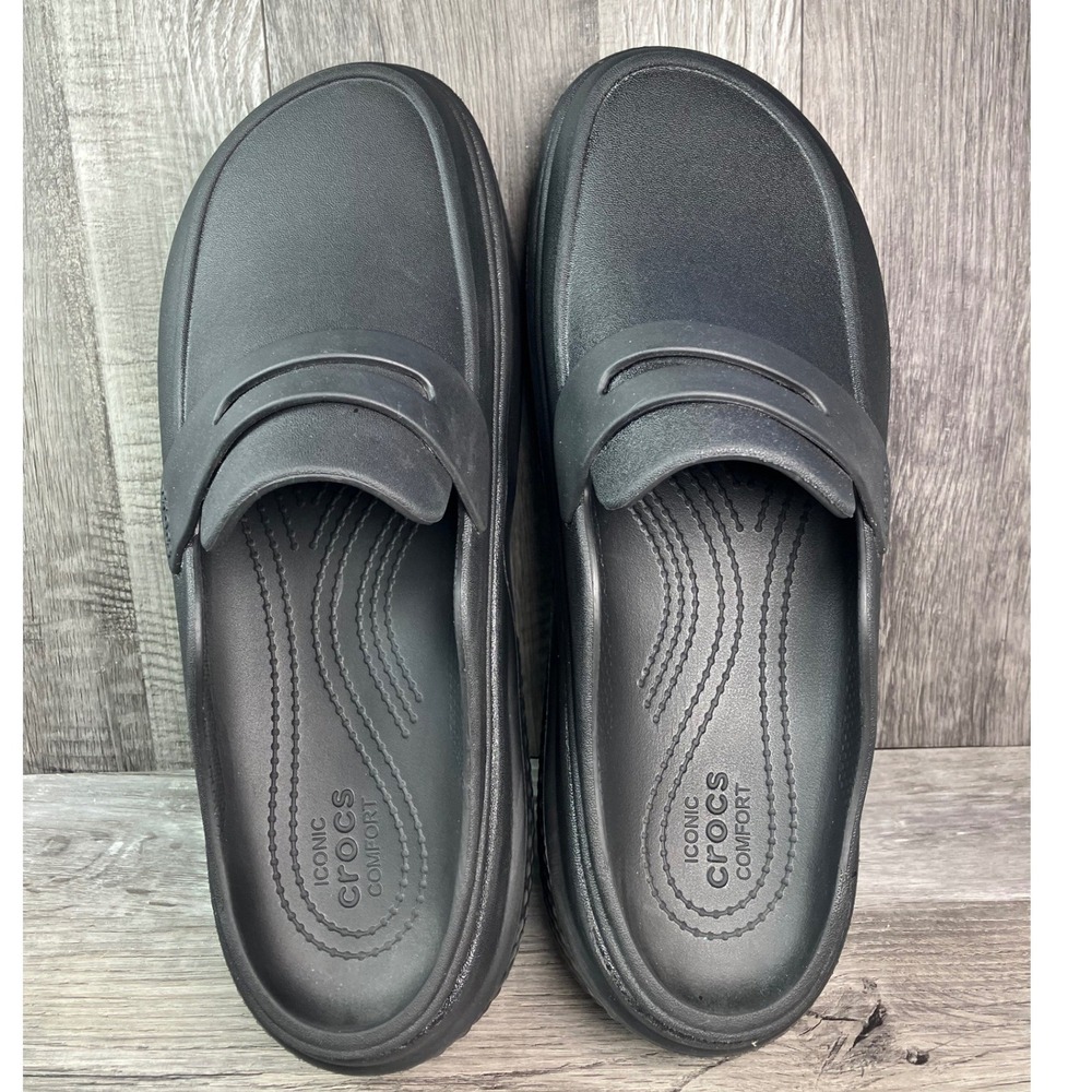 Crocs Stomp Loafer Black Platform Chunky Lug Sole Shoes Mens 7 Womens 9 - Picture 6 of 7